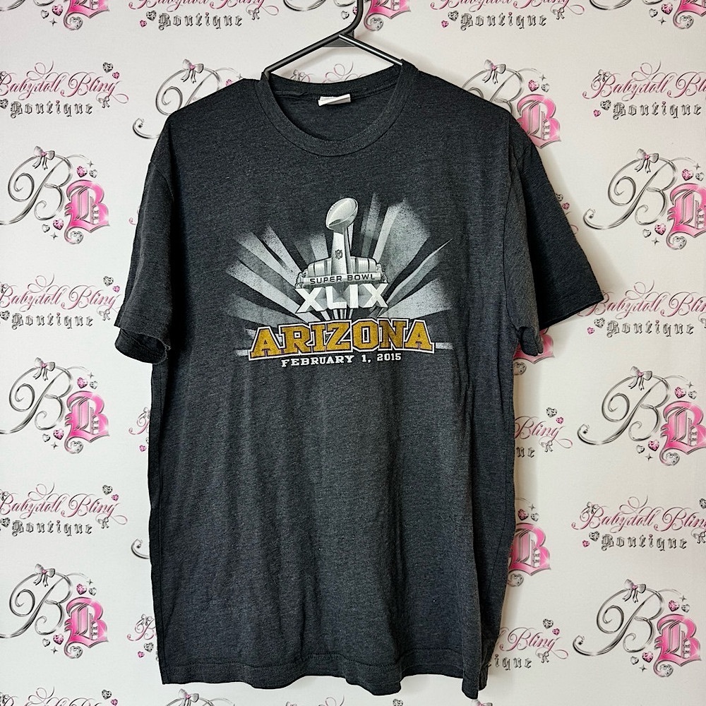 Majestic Super Bowl Arizona Gray Short Sleeve Tee with Retro Graphic 2015 Feb 1